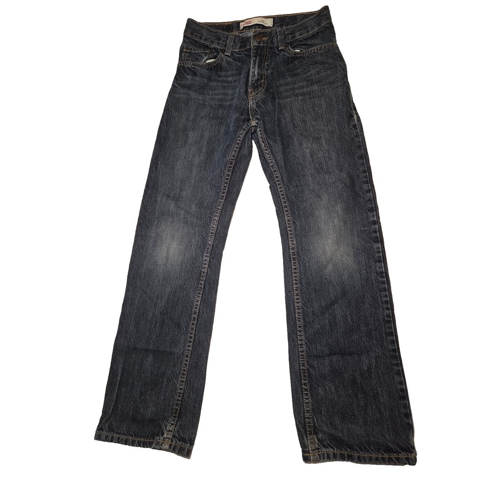 Levis 505 Jeans Boys 14 Blue Slim Fit Denim Logo Cotton Stretch Straight Leg